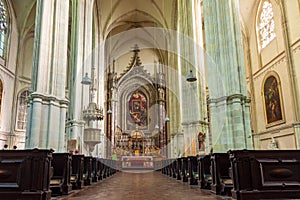 Vienna, Austria - October 2021: Interiors of church of Minorites Minoritenkirche