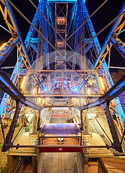 VIENNA, AUSTRIA - SEPTEMBER 8, 2017. Prater - giant old ferris wheel in Vienna, Austria