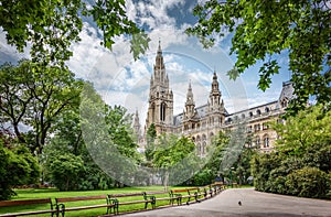 Vienna City Hall at Rathausplatz, a square in Vienna, Austria. photo