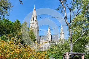 Vienna City Hall in spring, Austria