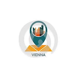 Vienna city skyline silhouette vector logo illustration