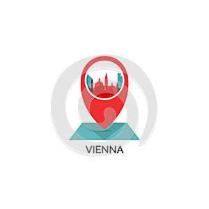 Vienna city skyline silhouette vector logo illustration