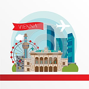 Vienna detailed silhouette. Trendy stylish colorful landmarks.