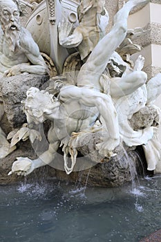 Vienna: The fountain `Macht zur See`, Michaelerplatz