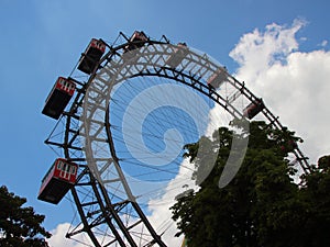 Vienna Giant Ferris Wheel with Large Red Cabins