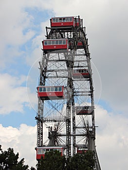 Vienna Giant Ferris Wheel with Large Red Cabins