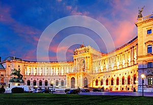 Vienna Hofburg Imperial Palace at night, - Austria