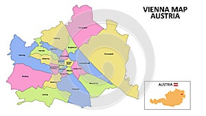 Vienna Map. District map of Vienna detailed map of Vienna in color with capital