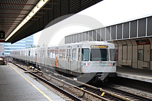 Vienna metro departs station photo