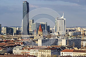 Vienna, park PRATER Austria, 03.29.2019.View of Wien or Vein. Vein from famous Prater Riesenrad, old giant ferris wheel