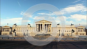 Vienna Parliament at day - time lapse