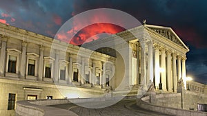 Vienna Parliament at sunset - time lapse