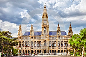 Vienna's Town Hall (Rathaus) at daytime.