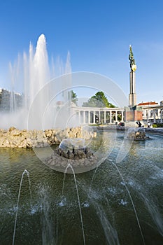 Vienna Schwarzenbergplatz Fountain And War Memorial, Austria