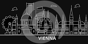 Vienna silhouette skyline. Austria - Vienna vector city, austrian linear architecture, buildings. Vienna travel