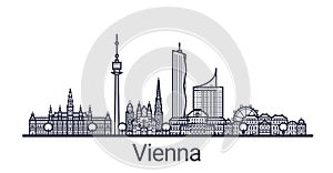Vienna skyline banner linear style. Line art