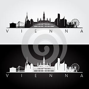 Vienna skyline and landmarks silhouette.
