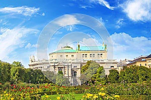 The Vienna State Opera and Burggarten Imperial Garden in Vienna, Austria