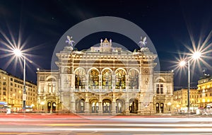 Vienna state opera in the evening. Austria.