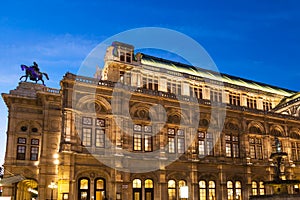 Vienna State Opera House from Ringstrasse in night