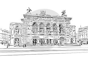 Vienna State Opera. Vienna, Austria. Hand drawn sketch