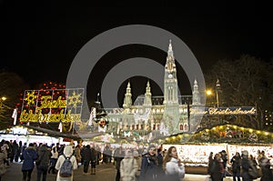 Vienna town hall and Christmas market