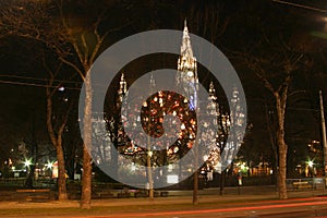 Vienna town hall in the night, Christmas time