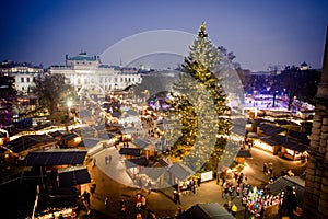 Vienna traditional Christmas Market 2016, aerial view