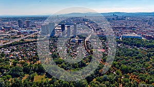 Vienna urban skyline aerial view in Austria