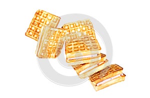 Viennese wafers isolate on a black background.