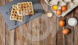 Viennese waffle on wooden table photo