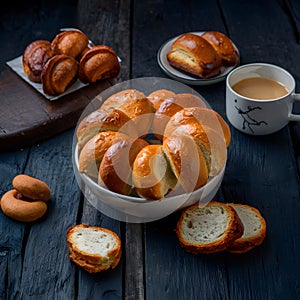 Viennoiserie, French baked goods, captured in a tempting foodgraphy scene photo