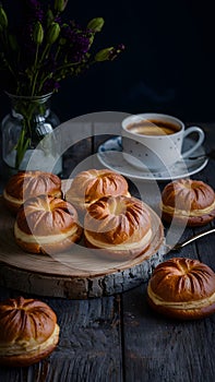 Viennoiserie, French baked goods, captured in a tempting foodgraphy scene photo