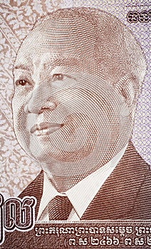 Portrait of King Norodom Sihanouk on 1000 Riel Cambodia banknote currency photo