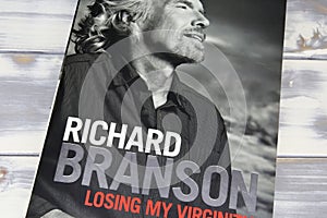 Closeup of Richard Branson autobiography book cover Losing my virginity