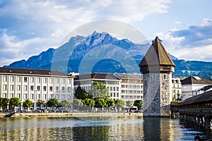 VierwaldstÃ¤tter See in Lucerne with tower