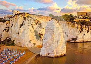 Vieste - Gargano - Apulia - Italy - The Pizzomunno skerry during low tide sunset