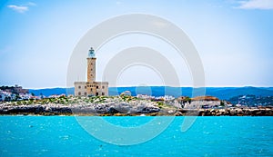 Vieste lighthouse of Gargano - Puglia region of south Italy - picturesque coastal sea village