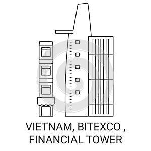 Vietnam, Bitexco , Financial Tower travel landmark vector illustration