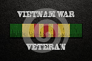 Vietnam Campaign Ribbon with text Vietnam War Veteran. Vietnam Veterans Day.