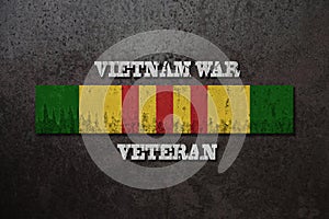 Vietnam Campaign Ribbon with Vietnam War Veteran inscription. Vietnam Veterans Day.