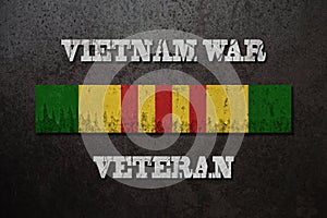 Vietnam Campaign Ribbon with Vietnam War Veteran inscription. Vietnam Veterans Day.