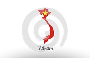 Vietnam country flag inside map contour design icon logo