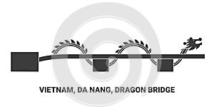 Vietnam, Da Nang, Dragon Bridge, travel landmark vector illustration