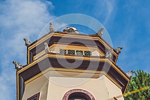 Vietnam, Dalat - May 9, 2017: Linh Son Pagoda in Da Lat, Vietnam. Dalat`s landmark, buddhist temple