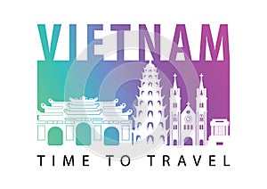 Vietnam famous landmark silhouette style