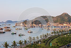 Vietnam. Fishing harbour pier at Cat Ba island