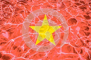 Vietnam flag with abstract neon light water effect