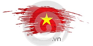 Vietnam flag. Brush strokes, grunge. Drawn vietnamese flag on white background. Vector design for national holiday, poster,