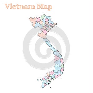 Vietnam hand-drawn map.